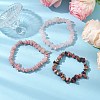 3Pcs Natural Rose Quartz & Natural Rhodonite & Natural Pink Opal Chip Beaded Stretch Bracelet Sets BJEW-JB10858-5