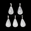 Teardrop Platinum Tone Brass Quartz Crystal Pendants G-F267-04I-2