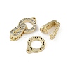 Brass Clear Cubic Zirconia Fold Over Clasps KK-Z078-09G-2