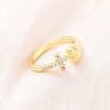 Brass Micro Pave Clear Cubic Zirconia Cuff Rings for Women RJEW-U047-15G-1