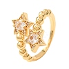 Brass Micro Pave Cubic Zirconia Cuff Open Rings for Women CU-CBAED05-02G-3