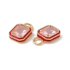 Pink Glass Rectangle Pendants KK-I696-10G-06-2