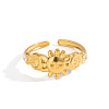 304 Stainless Steel Micro Pave Cubic Zirconia Cuff Open Rings for Women EU8307-5