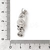 Flower Brass Micro Pave Clear Cubic Zirconia Lobster Claw Clasps KK-U059-49P-3