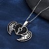 304 Stainless Steel Polymer Clay Jet Rhinestones Openable Pendant Necklaces for Women NJEW-Z065-09P-2