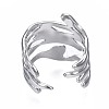 Non-Tarnish 304 Stainless Steel Wave Open Cuff Ring RJEW-T023-31P-2