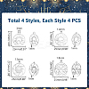16Pcs 4 Styles 201 Stainless Steel Pendants STAS-UN0061-14-3