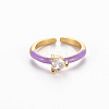 Brass Enamel Cuff Rings RJEW-T016-31C-NF-1
