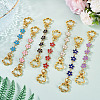 7Pcs 7 Colors Alloy Enamel Flower Link Bag Extension Chains HJEW-TAC0104-5