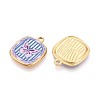 Printed Style 304 Stainless Steel Square Pendants STAS-T071-25C-G-2