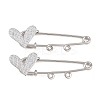 Crisscross Heart 304 Stainless Steel Safety Pins Brooch Findings SA-CBA098D-15E-P02-1