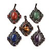 Natural Mixed Stone Rhombus Pendants G-K363-02R-1