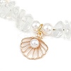 Zinc Alloy Enamel Shell Shape Charm Round Shell Pearl & Dyed Synthetic Turquoise Starfish & Opalite Chip Beaded Anklets AJEW-AN00735-01-4