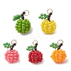 Handmade Glass Seed Beaded Apple Pendants PALLOY-MZ00483-1