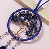 Flat Round with Tree of Life Natural Lapis Lazuli Chip Pendant Decoration PW-WG71091-01-3
