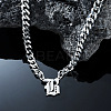 304 Stainless Steel Initial Pendant Cuban Link Chain Necklaces FS-WGB15F2-23-1