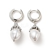 ABS Imitation Pearls Drop Dangle Hoop Earrings with Clear Cubic Zirconia EJEW-F288-02P-1