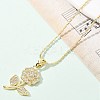 Brass Micro Pave Clear Cubic Zirconia Pendant Necklaces for Women NJEW-M084-02G-01-4