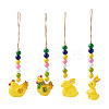 4Pcs 4 Style Easter Theme Plastic Hen & Rabbit Pendant Decorations HJEW-CF0001-16A-1