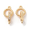 Brass Micro Pave Clear Cubic Zirconia Fold Over Clasps KK-F860-45G-1