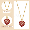 ANATTASOUL 8Pcs 8 Style Natural Mixed Gemstone Heart Pendant Necklaces Set NJEW-AN0001-48-3