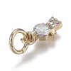 Brass Micro Pave Clear Cubic Zirconia Charms ZIRC-Z003-13G-3