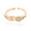 Brass Micro Pave Cubic Zirconia Cuff Rings for Women KK-T071-59G-2