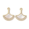 Brass Micro Pave Clear Cubic Zirconia with Shell Charms KK-G491-39G-1