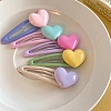 5Pcs 5 Colors Sweet Sister Love Heart Enamel Hair Clip PW-WGD3EA3-01-1