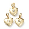 Brass Micro Pave Clear Cubic Zirconia Locket Pendants X-KK-P199-13G-1