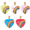 5Pcs 5 Colors Brass Micro Pave Cubic Zirconia Pendants ZIRC-BBC0002-22-1