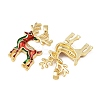 Christmas Brass Micro Pave Cubic Zirconia Enamel Pendants KK-B161-15G-01-2