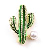 Cactus Alloy Brooch with Resin Pearl JEWB-O009-02-1