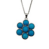 Synthetic Turquoise Flower Pendant Necklaces FO7861-10-1