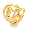 Ion Plating(IP) Hollow Heart 304 Stainless Steel Open Cuff Finger Rings for Women RJEW-P114-08G-1