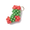 Christmas Handmade Glass Seed Beaded Christmas Stocking Charms PALLOY-MZ01069-01-1