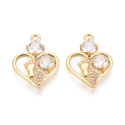 Brass Micro Pave Clear Cubic Zirconia Pendants KK-T077-35G-1