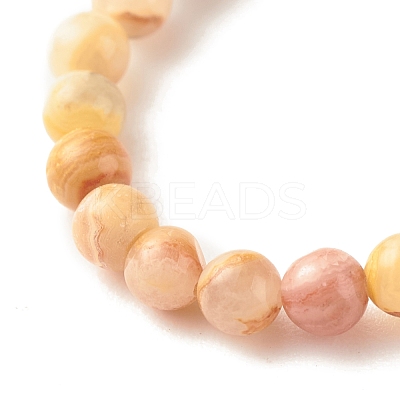 Natural Mixed Stone Round Beaded Stretch Ring with Moonstone RJEW-JR00440-1