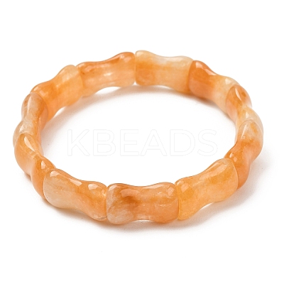 Bamboo Natural Topaz Jade Beads Stretch Bracelets for Women Men BJEW-K272-01Q-1
