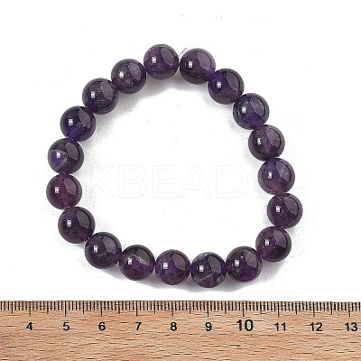 Natural Amethyst Bead Stretch Bracelets X-BJEW-K212-C-034-1