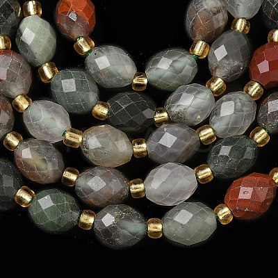 Natural Bloodstone/Heliotrope Stone Beads Strands G-F809-A13-01-1