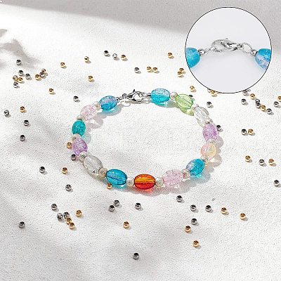 1000Pcs 2 Colors 304 Stainless Steel Spacer Beads STAS-UN0025-49-1