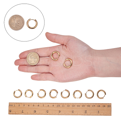 Ion Plating(IP) Ring 304 Stainless Steel Huggie Hoop Earrings EJEW-L158-06G-1