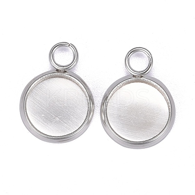 201 Stainless Steel Pendant Cabochon Settings STAS-F191-14S-A-1