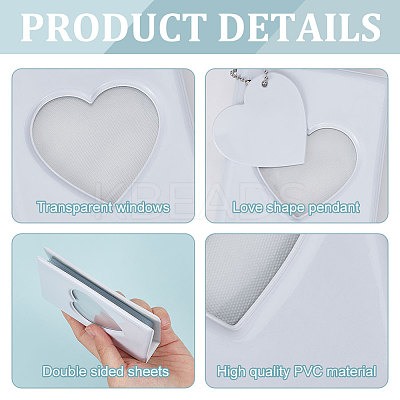 3 Inch PVC Mini Heart Hollow Photocard Holder Book AJEW-WH0038-65P-01-1