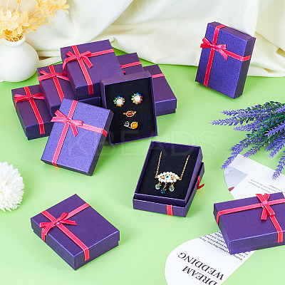 Rectangle Paper Jewelry Set Storage Boxes with Bowknot CON-TAC0014-04B-1