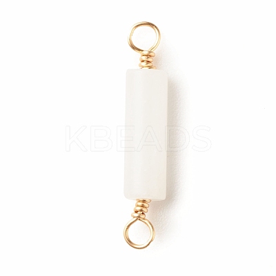 Natural White Jade Connector Charms PALLOY-JF01454-07-1