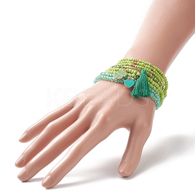 8Pcs 8 Styles Glass Seed Beaded Stretch Bracelets Set BJEW-JB09192-01-1