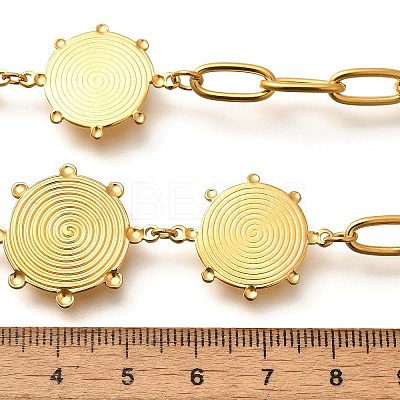304 Stainless Steel Flat Round Vortex Bib Necklaces for Women NJEW-R014-04G-1