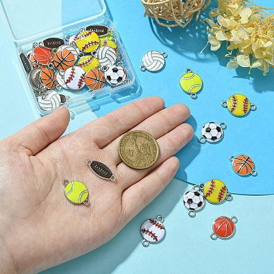 40Pcs 8 Styles Sports Theme Alloy Enamel Connector Charms ENAM-CJ0005-90-1